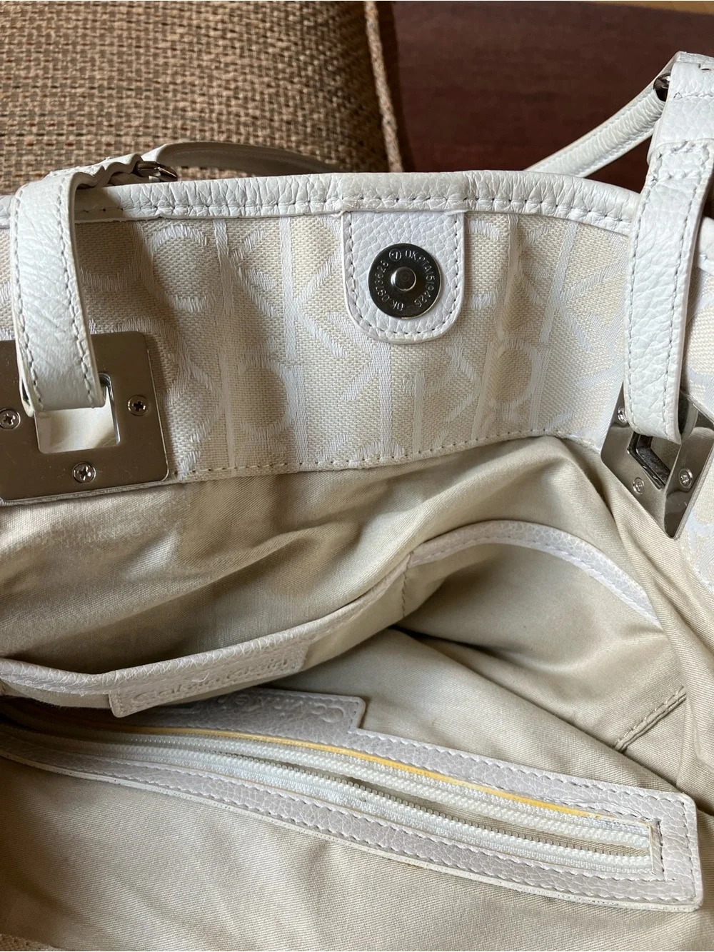 Calvin Klein Ivory Monogram Signature Tote